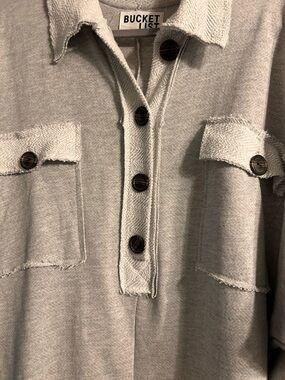 Bucket List Light Gray Button Jumpsuit
